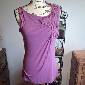 Anne Klein Lilac Sleeveless Blouse with Floral Accent